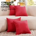 thumbnail image 2 of Deconovo Corduroy Fundas de cojines Juego de 4 – Machine Washable Home Decor for Sofa, Dormitorio | Red, 24x24 Inch, 2 of 7