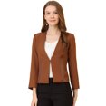 thumbnail image 1 of INSPIRE CHIC Women's Workwear Zipper Collarless Cropped Blazer, 1 of 6