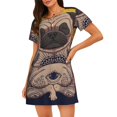 thumbnail image 1 of Saiise Motif Chien Carlin Yoga Chemise de Nuit à Manches Courtes Col Rond Mignonne Robe de Nuit Confortable, 1 of 6