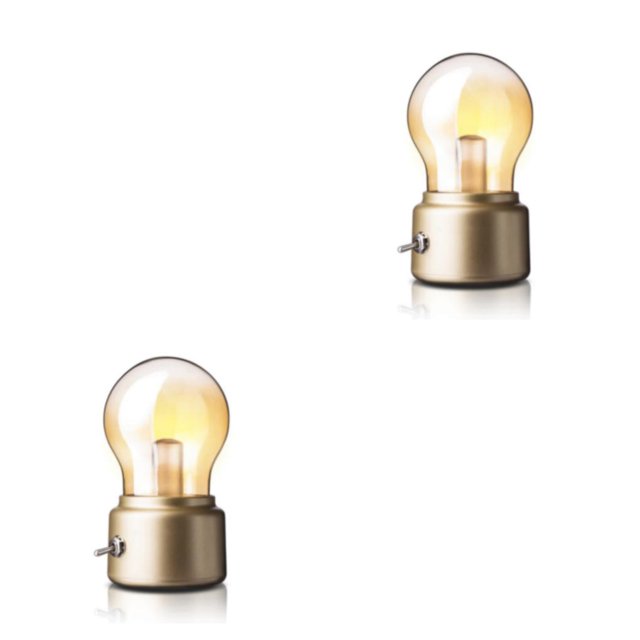 Toystoory Luz de noche de cristal ABS, repuesto alimentado por batería, recargable, 5V, ambientes de dormitorio, luces, herramienta de Oro 2piezas