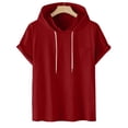 thumbnail image 4 of yillto Men's Short Sleeve Hoodie Top Workout Gym Sweatshirt with Pocket Fashion Athletic Running T Shirts, 4 of 7