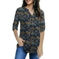thumbnail image 2 of VERABENDI Women's Plus Size Tops 3/4 Sleeve Shirts Dressy Casual Metal Buckle V-Neck Tunic Blouses,M-4XL, 2 of 11