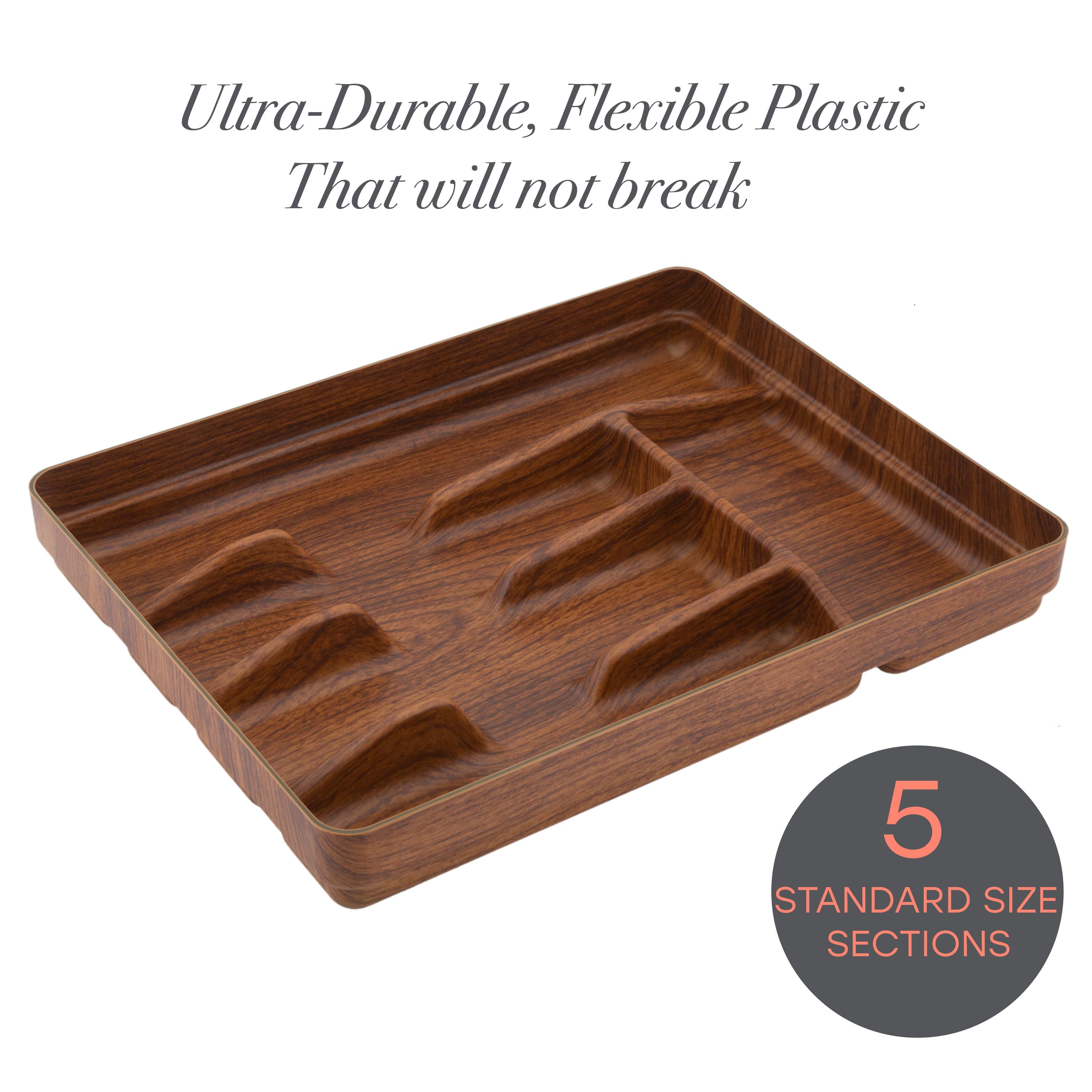 Kitchen Details 5 Compartment Wood Look Cutlery Tray