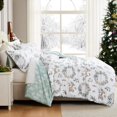 thumbnail image 2 of Southshore Fine Living, Inc. Christmas Twin Duvet Cover Set with Sham - Wreath & Reindeer Print, 2 of 8
