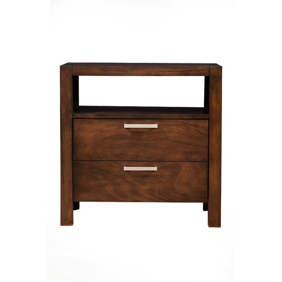 Benzara 2 Drawers Nightstand With Open Shelf