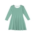 thumbnail image 5 of Abcomgle Long Sleeve Dress for Girls 7-8 Casual A-Line Fall Tshirt Dress Solid Crew Neck Girls Skater Dress Loose Swing Dresses for 4-14t Kids 4-5 Years,Mint Green, 5 of 5