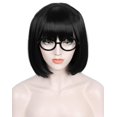 thumbnail image 1 of Peluca corta Linfairy negra con forma de Bob Fluffy para cosplay de Halloween para mujer, 1 of 5
