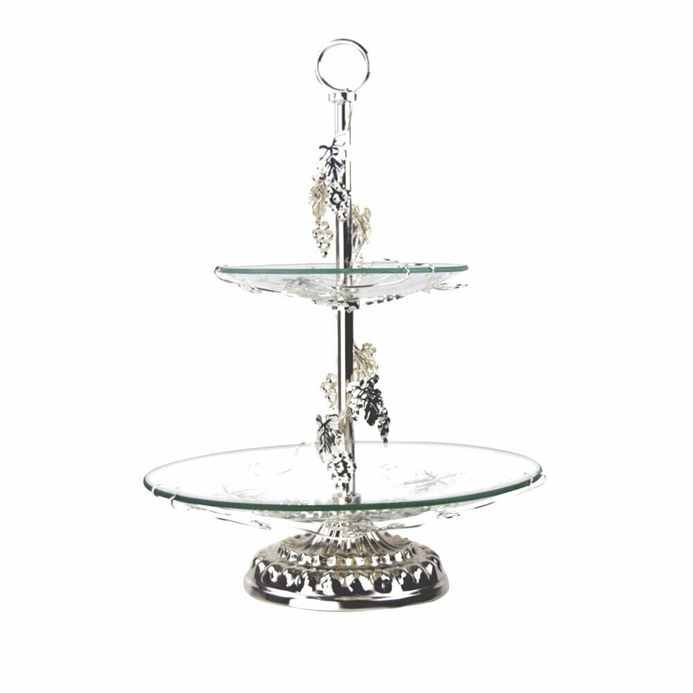 2-Tier CUPCAKE STAND Silver Crystal Dessert Cake Display Tower Wedding Event 