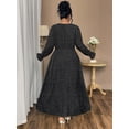 thumbnail image 6 of AURA Plus Size Women’s Dress Polka Dot Chiffon Long Sleeve Office Wear 0XL–4XL, 6 of 7