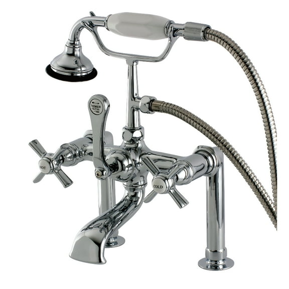 Aqua Vintage AE104T1ZX Millennium 7" Center Deck-Mount Clawfoot Tub Faucet with Hand Shower, Polished Chrome