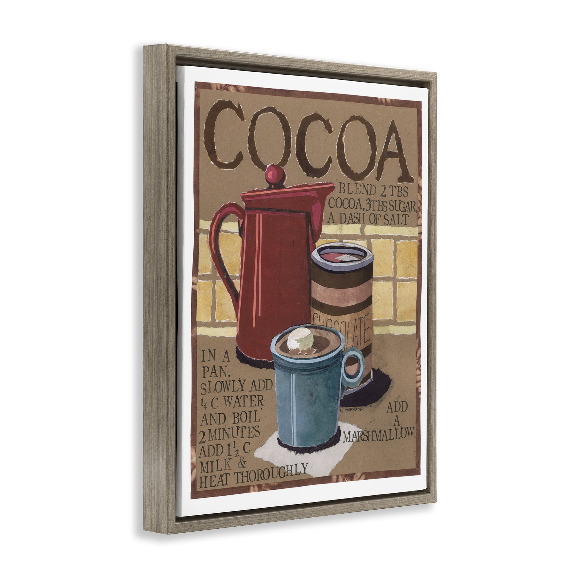 Stupell Industries Hot Cocoa Recipe Food & Beverage Painting Brown Floater Framed Art Print Wall Art, 25 x 31