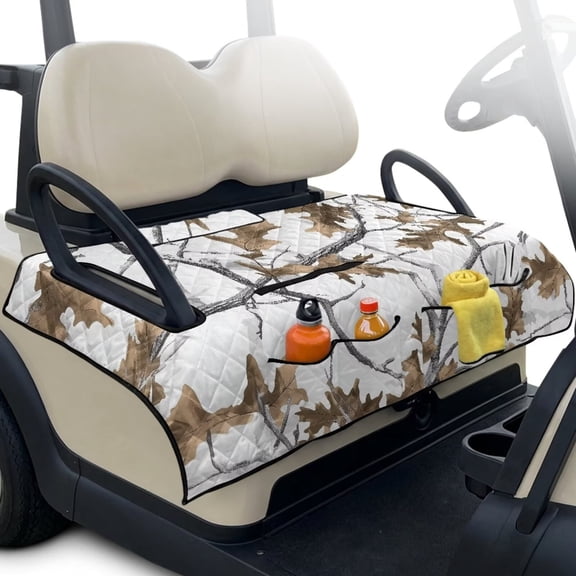 FUIALDOLG White Hunting Camo Golf Print Golf Cart Seat Covers 51x30Inch Golf Cart Seat Towel Blanket with 4Pocket Washable Foldable Seat Cover for Club Car Golf Cart Accessories