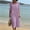 Purple, variant on Cotton Linen Dress for Women High Waist Hollow Flare Half Sleeve Maxi Dresses Casual Crewneck Boho Beach Sundress