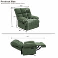 thumbnail image 3 of QuzyAor Modern Manual Rocker Recliner Chair, Nubby Fabric Overstuffed with Plush Armrests, for Living Room Home Office, Green, 3 of 8