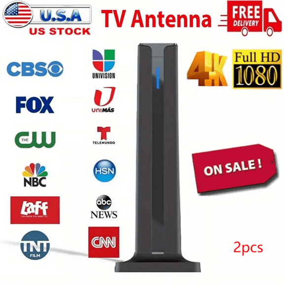 Indoor Digital TV Antenna with Magnetic Base, Amplified HD 4K 1080P, VHF UHF Signal Booster, Portable for TV & RV Reception