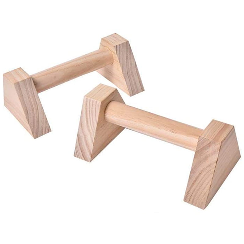 ytrew 1 Pair Parallettes Gymnastics Calisthenics Handstand Bar Wooden Fitness Exercise Tools Training Gear Push-Ups Double Rod Stand