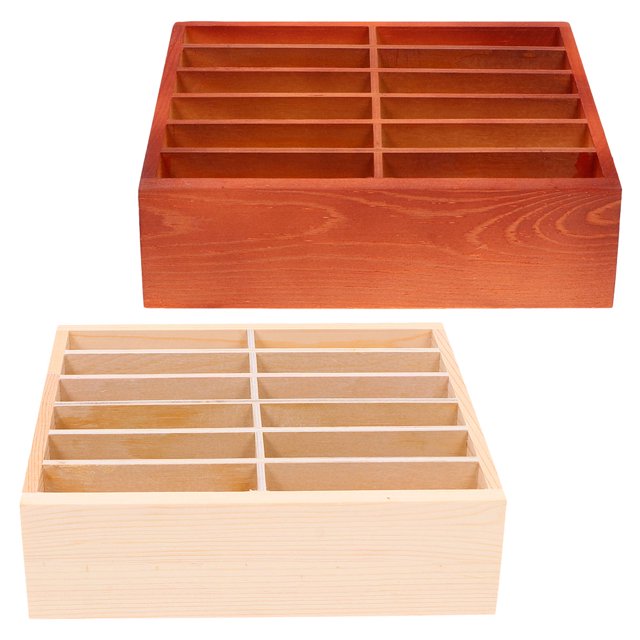 COMPUKAS 2Pcs Wooden Cell Phone Storage Box with Elegant Design for Classroom Desktop Organizer