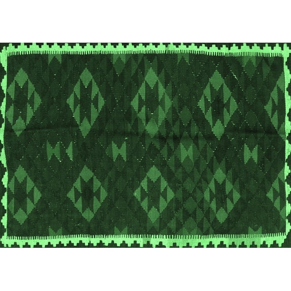 Ahgly Company Indoor Rectangle Southwestern Emerald Green Country Area Rugs, 5' x 8'