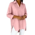 thumbnail image 4 of Luvrsol Dressy Tops for Women Solid Tunic Length Long Sleeve Top Soft Cotton Loose Casual Outfits S-2XL, 4 of 5