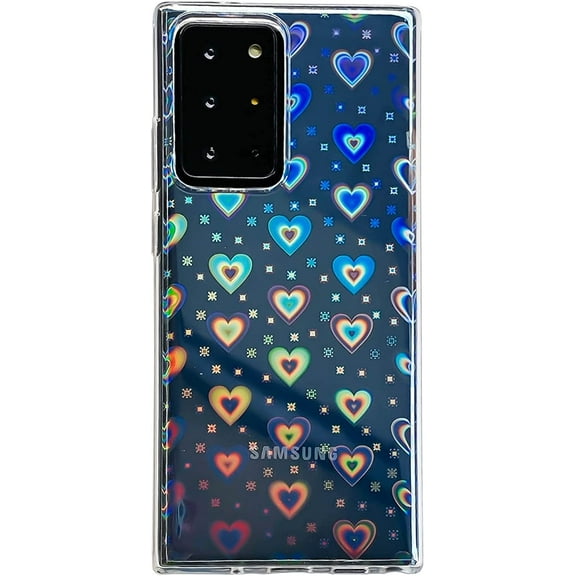 Clear Laser 3D Love Heart Pattern Compatible with Samsung Galaxy A51 5G Case, Iridescent Holographic Transparent Slim Protective Soft TPU Back Cases Cover Capa(Clear, A51)