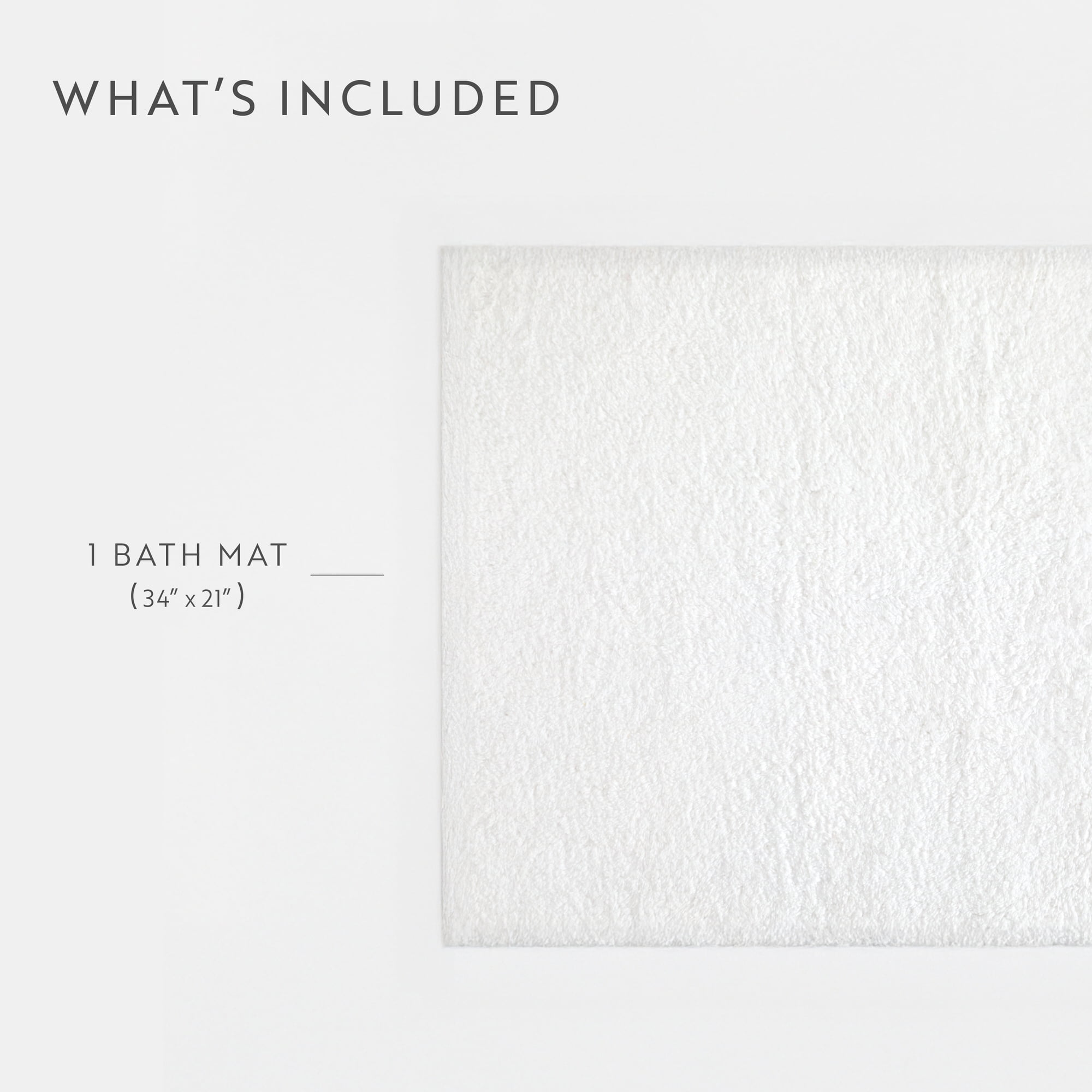 Noble Linens Reversible Cotton Bath Mat, 34 in x 21 in, White