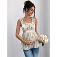 thumbnail image 6 of Women's Maternity Tank Tops Floral Babydoll Top Square Neck Smocked Peplum Blouse Shirts Color XL, 6 of 8