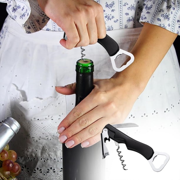 HWRETIE Utensilios de cocina,abridor de vino y cerveza multifuncional 3 en 1,sacacorchos portátil con cortador de papel de aluminio para botellas,herramienta de barra para uso en cocina y fiestas