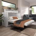 thumbnail image 6 of Pemberly Row 75" Modern Engineered Wood Queen Cabinet Bed with Mattress in White, 6 of 11