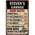 thumbnail image 1 of STEVEN'S Garage Shop Rates Sign Man Cave Décor 8 x 12 Matte Finish Metal 108120010021, 1 of 1