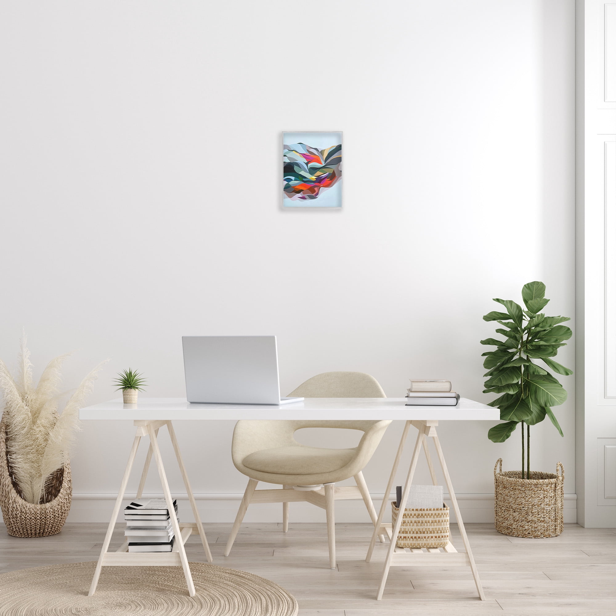 Stupell Industries Alternating Geometric Shapes Abstract Painting Gray Framed Art Print Wall Art, 11 x 14