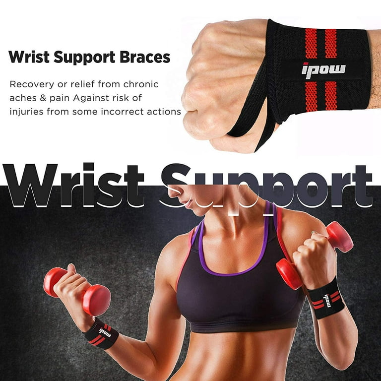 Wrist Wraps + Lifting Straps Bundle (2 Pairs) for Weightlifting, Crossfit & Gym