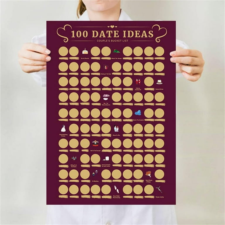 KEUSN 100 Dates Ideas Scratch Off Poster Engagement Gifts For Her