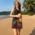 thumbnail image 3 of Balery Cozy Tree Hole Cabin Pattern Women’s Summer Dresses – Loose Sleeveless Sundress, Casual and Comfortable Beach Dress for Hot Days, 3 of 7