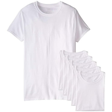 Fruit of the Loom Men's White Crew Neck Undershirts Cotton Tees, 6 Pack