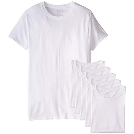 Fruit of the Loom Mens 6Pack White Crew-Neck Undershirts Cotton T ...