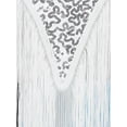 thumbnail image 6 of DPOIS Women Mesh Patchwork Sequins Fringe Bodysuit Jazz Leotard Costume White L, 6 of 7