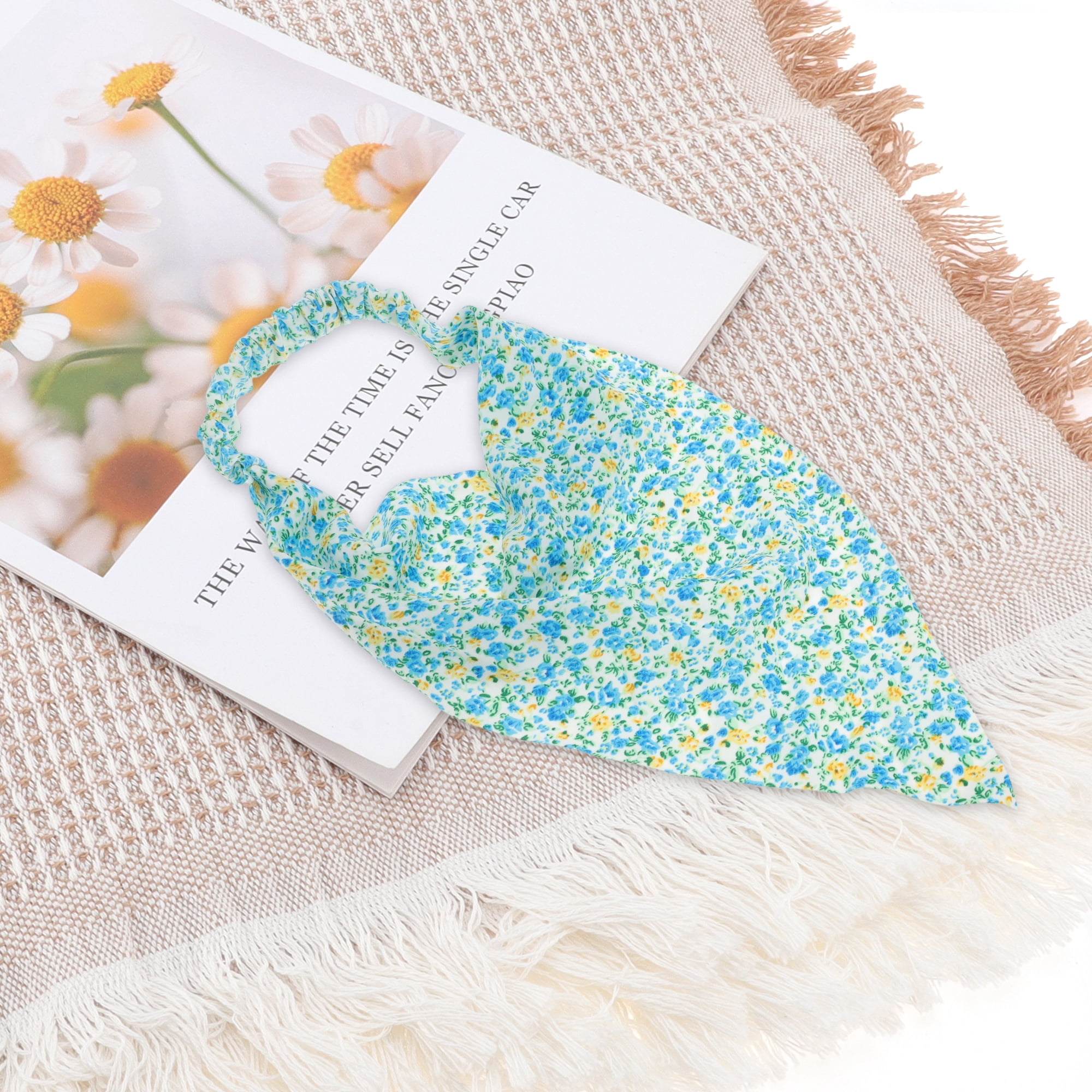 Unique Bargains 1pc Floral Soft Breathable Headwrap for Daily Life White Blue