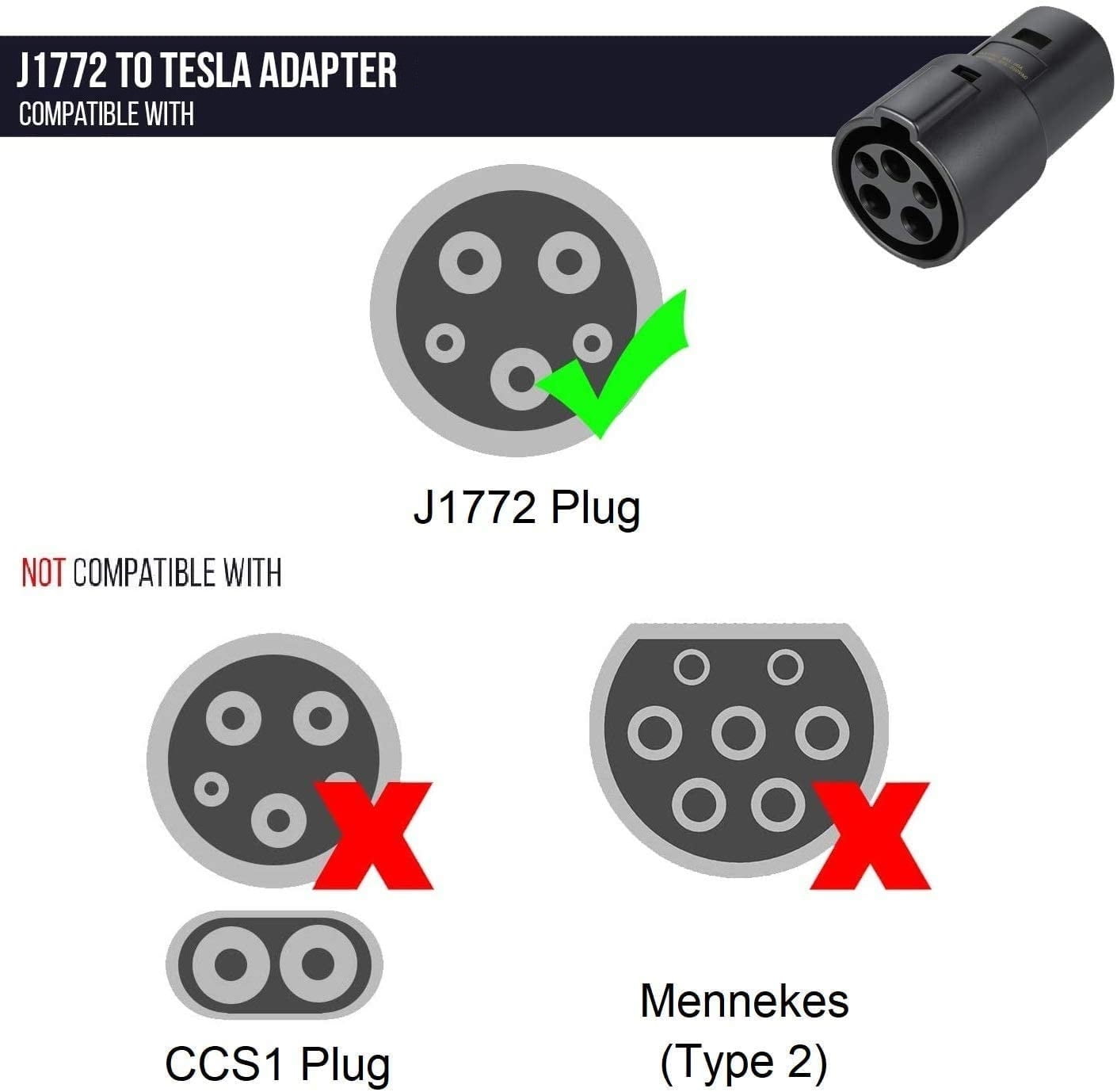 USA Tesla Adapter SAE J1772 Plug Tesla Connector to J1772 Type 1 EV Adaptor for Electric Vehicle Car Charger-SAEEN USA Tesla Adapter SAE J1772 Plug Tesla Connector to J1772 Type 1 EV Adaptor for Electric Vehicle Car Charger-SAEEN