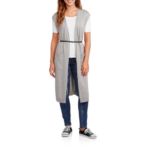 Long Sleeveless Cardigan Sweater 