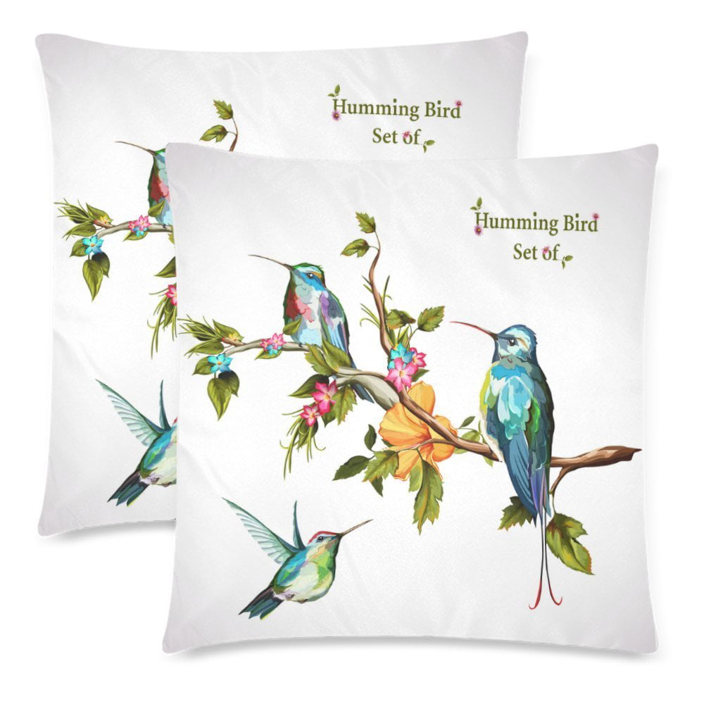 Blue Green Hummingbird Bird pillow case cover 18x18 