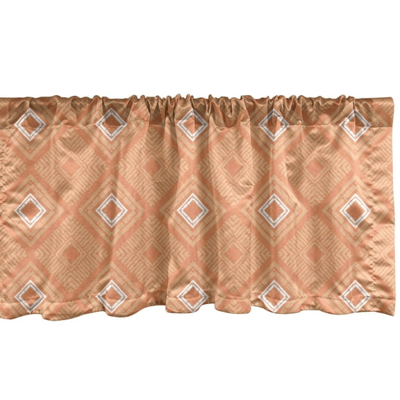 Ambesonne Pastel Window Valance, Diagonal Squares and Stripes, 54" X 12", Dark Peach and Salmon