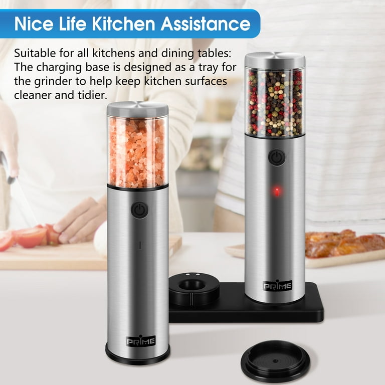 2022 Newest) USB Rechargeable Electric Salt and Pepper Grinder Gravity