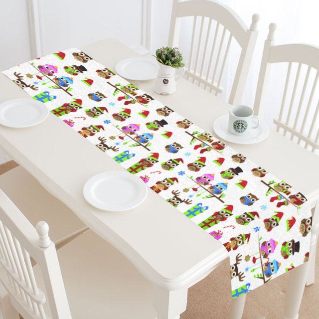 Camino de mesa ABPHQTO Búho navideño 40x180 cm Decoración para el hogar