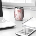 thumbnail image 3 of 12oz Stemless Wine Tumblers Pink Butterfly Pink Wings Pattern Vacuum Insulated Stainless Steel Travel Tumbler Cups Mug with Lid and Straw for Champaign,Cocktail,Beer with Cleaning Brush, 3 of 5