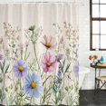 thumbnail image 3 of Spring Floral Waterproof Fabric Shower Curtain,Wildflowers Herbs Summer Botanical Vintage Waterproof Fabric Shower Curtain for Bathroom Bathtubs Shower Curtains with 12 Hooks Extra Long 72x96, 3 of 8