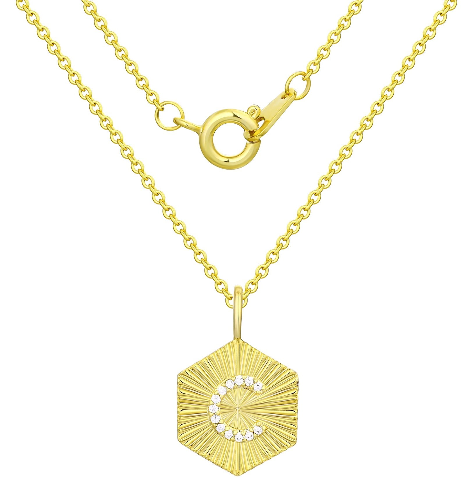 14KT Gold Flash Plated Double Necklace Set with Simulated Diamonds Adult