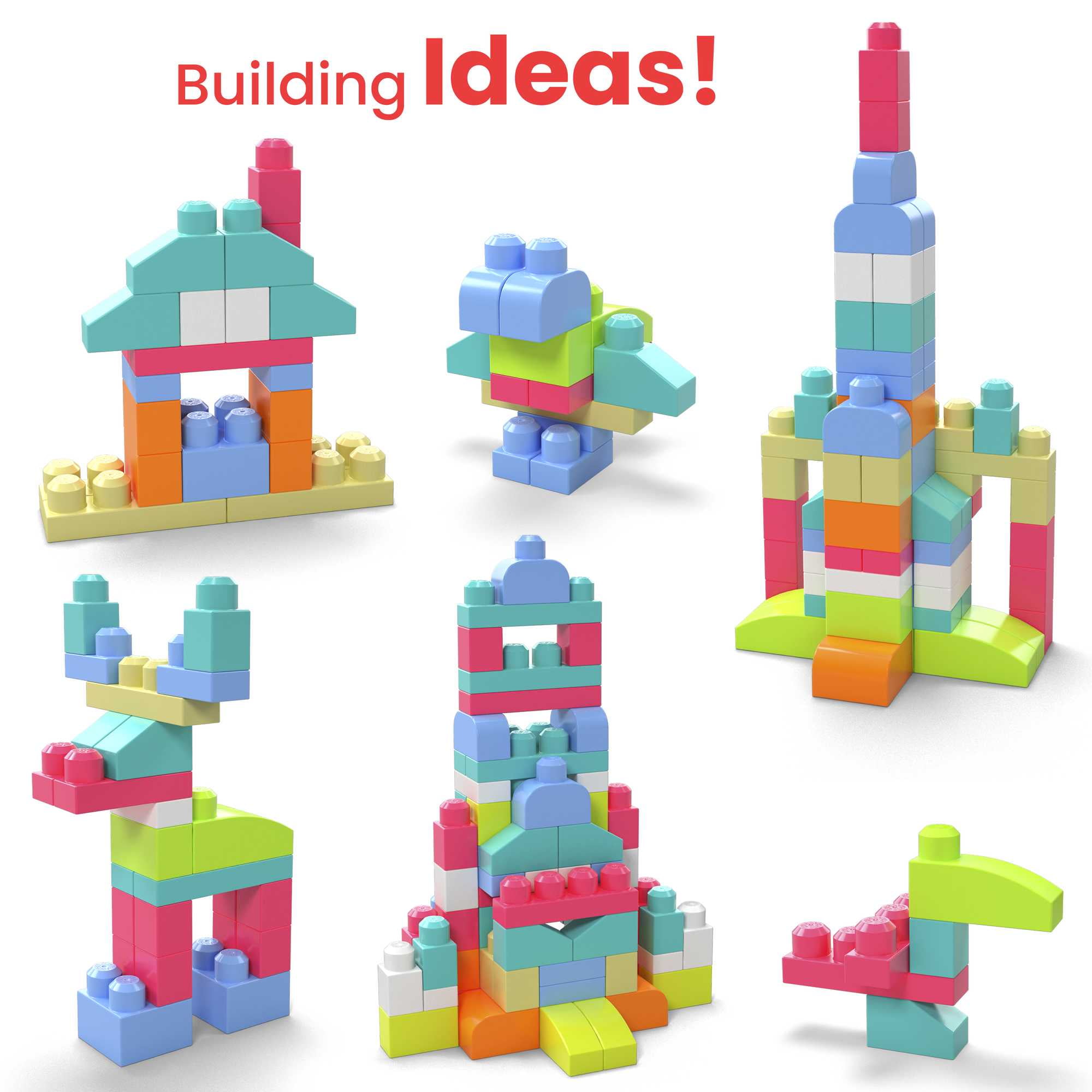 MEGA BLOKS Fisher-Price Toy Blocks Red Big Building Bag with Storage (80 Pieces) for Toddler