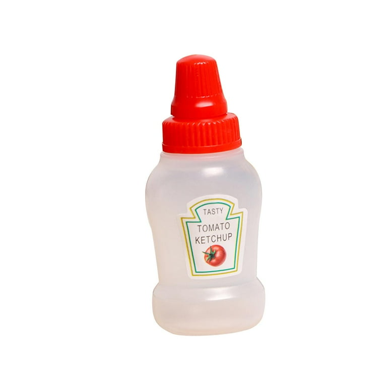 Slopehill 6 Pieces Mini Ketchup Bottles, 25ml Refillable Salad Dressing Tomato Ketchup Mayo Syrup Squeeze Containers Bottle, Plastic Portable