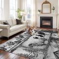 thumbnail image 2 of Area Rug for Living Room, Black White Animals Non-Slip Indoor Large Carpet for Bedroom/Dining Room, Cow Rooster Trees Vintage Art Washable Low-Profile Rectangle Floor Runner Rugs - 5 x 7 Ft, 2 of 8