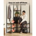 thumbnail image 4 of VEVOR Corner Hall Tree with Shoe Bench, 70.9 in Coat Rack with Hooks and Steel Frame, Freestanding Clothes Shoes Rack Storage Organizer with Anti-Tip Set, for Entrance, Closet, Office, Rustic Brown, 4 of 9